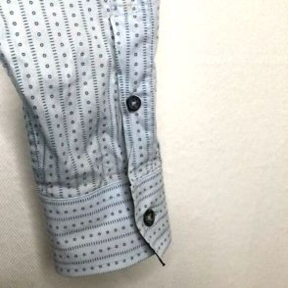 PS Paul Smith Mens Button Front Shirt Blue Gray Geometric Flip Cuff Cotton 15.5 - Picture 6 of 12